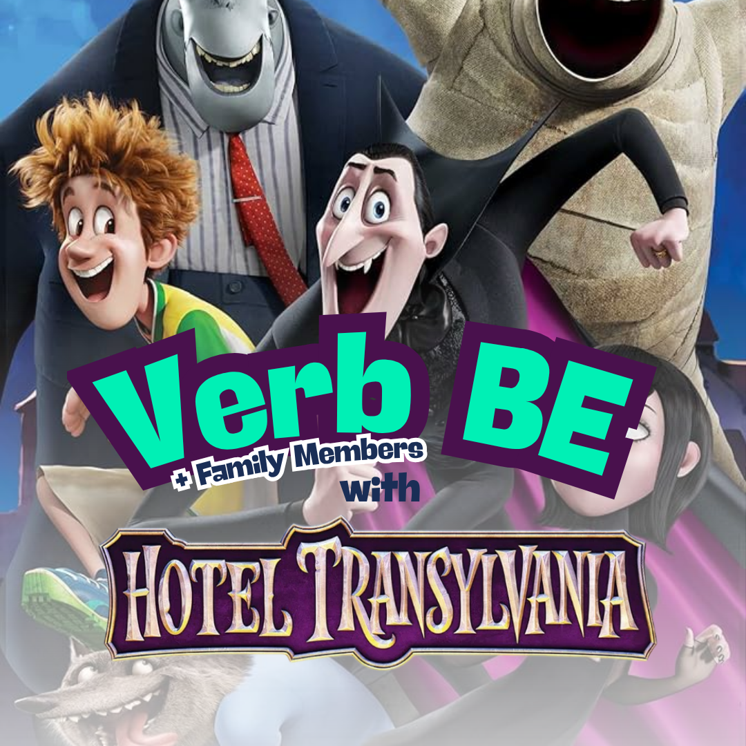 Atividade de verb BE e membros da família com Hotel Transilvânia